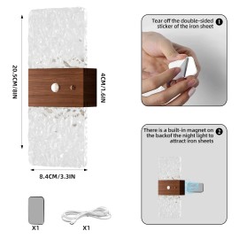 Morden Wireless Magnetic Motion Sensor Night Light Smart Home USB Rechargeable Wall Lamp Stair Bedroom Bedside LED Wall LightBody color: Brown, Lamp Power(W): 2, Lamp Sizes: Small