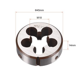 TA-VIGOR 1pc M18 x 1.5 Metric Adjustable Threading Die, Alloy Tool Steel Right Hand Round Die for Processing, Correcting or Cleaning External Threads (Metal, Plastic)