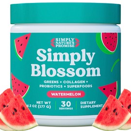 Simply Nature's Promise Simply Blossom Nutrition Daily Greens & Superfood Powder + Collagen + Probiotics for Women's Digestive Health & Bloating Relief. Help Your Health Bloom - 30 Day Supply - Watermelon