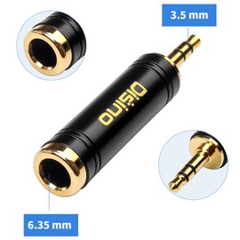 Disino 3.5mm to 1/4 Inch Headphone Adapter, 1/4 Inch Jack Male to 1/8 Inch Female Mini Jack Stereo Adapter, Gold-Plated Pure Copper Aux Audio Interface Headphone Converter, Black - 2 Pack