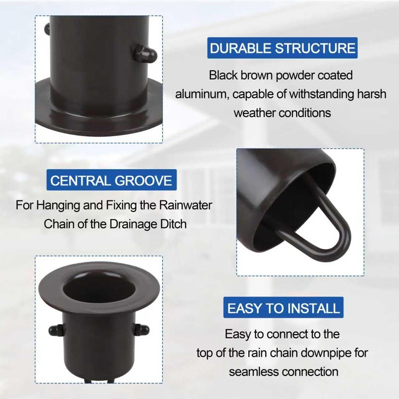 HOLEPU Rain Chain Gutter Adapter, Replacement Downspout for Gutters Black