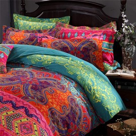 Lanqinglv Bohemian Bed Linen, 3 Pieces, Boho, Indian, Mandala Renforce Bedding Set with Zip, Duvet Cover and 80 x 80 cm Pillowcase