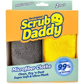 Scrub Daddy Microfiber Cloths - All Purpose Super Soft & Ultra Plush Microfiber Towels - Contains Grey & Yellow Cleaning Rags (2 Pack)