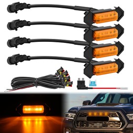 Nilight Front Grille Marker Light 4PCS 4LED Amber Lens Waterproof Dustproof Lights w/4Leads Harness 15A Fuse Compatible with 2016-2023 Toyota Tacoma TRD PRO Fronts Grilles