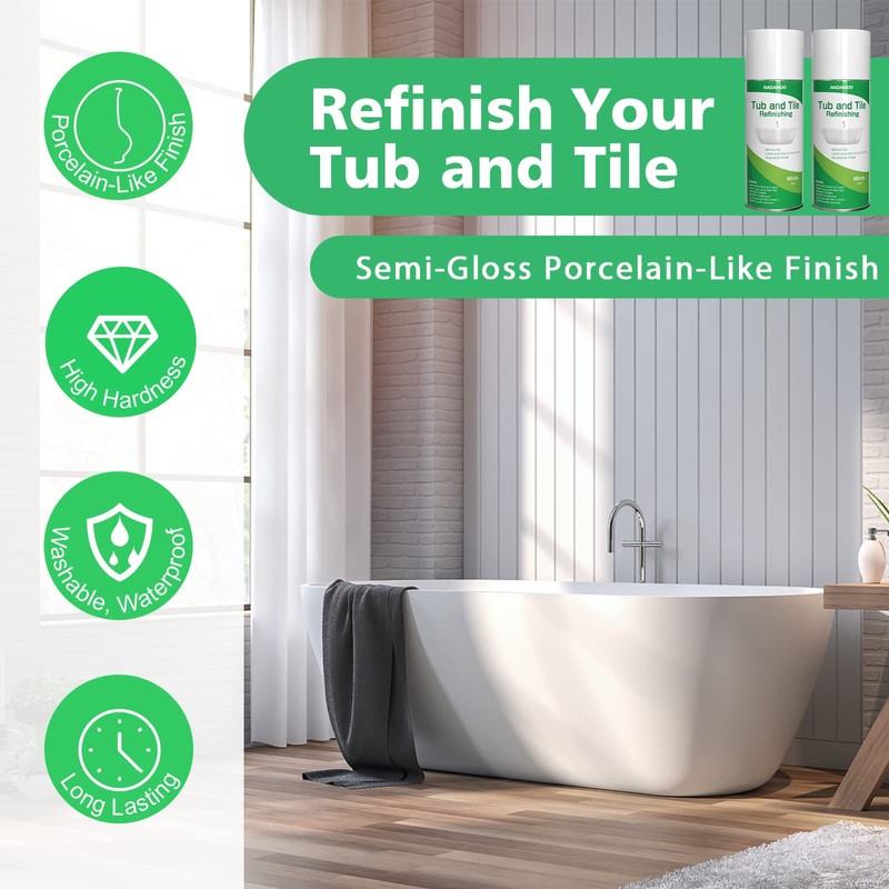 NADAMOO Tub and Tile Spray Paint White, 450ml, 4 Cans,