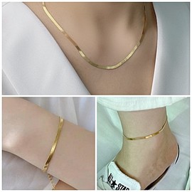 18k 3mm snake snake rope (bracelet anklet necklace) 3 types of silver set necklace + bracelet / 18k 3mm 스네이크 뱀줄 (팔찌 발찌 목걸이) 3종 은세트 목걸이+팔찌