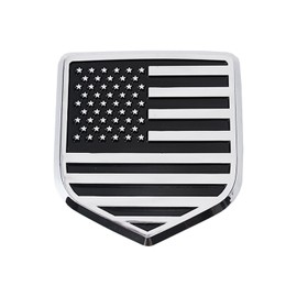 Fit RAM Rear Tailgate American Flag Emblem, ABS American Flag Badge Compatible with 2009-2018 Dodge RAM 1500 2500 3500 (Silver Black)