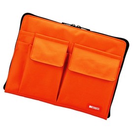 LIHITLAB Laptop Sleeve with Storage Pockets (Bag-in-Bag), 7.1 x 9.8 Inches, Orange