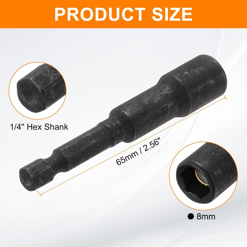 sourcing map Magnetic Nut Driver 8mm Hex Drive Socket CR-V