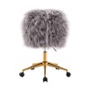 SSLine Faux Fur Vanity Chair Modern Grey Furry Makeup Desk