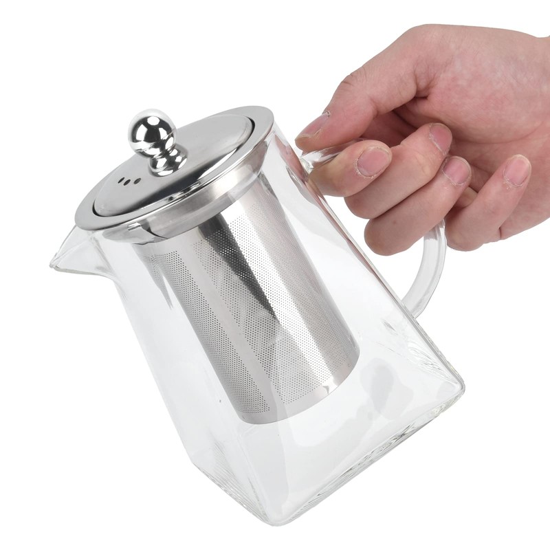Tomotato Glass Teapot with Removable Stainless Steel Infuser, Heat-Resistant Clear