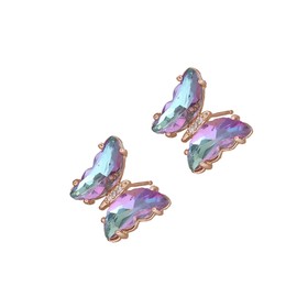 Locrccl Colorful Butterfly Stud Earrings Vintage Bohemian Enamel Cubic Zirconia Butterfly Cute Statement Aesthetic Earrings for Women Jewelry Mother's Day Jewelry (G-colorful)