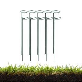 MTB Green 18 inch Single Stem Plant Stakes Flower Support Rings, Pack of 10