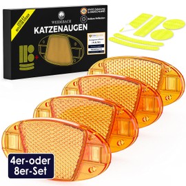 Weidebach® 8 x Spoke Reflectors Bicycle with High Radiance, Cat's Eyes with 12 Reflective Stickers, Reflectors Bicycle Regulations Compliant, Bicycle Reflectors for All Standard Wheel Sizes