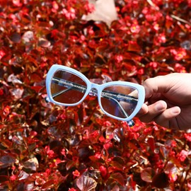 Loycco Trendy TR90 Oversized Blue Light Reading Glasses Women,Stylish Square Cat Eye Readers Glasses blue2.5