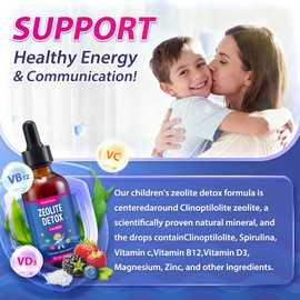 Gatchialv Zeolite Detox for Kids Liquid Drops - Contains Clinoptilolite Zeolite, Vitamin C、D3、B12, Magnesium, and Zinc