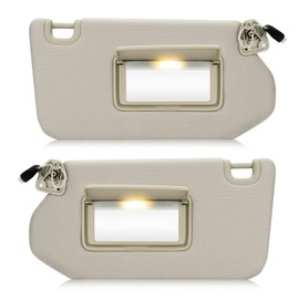 Left & Right Sun Visor with Light for 2013-2018 Nissan Pathfinder, 2014-2017 Infiniti QX60, 2013 JX35, Driver & Passenger Side Beige Sunvisor Replacement 96401-9PB0A, 96400-9PB0A