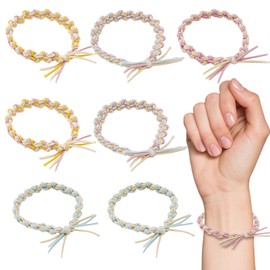 Pack of 8 Hair Accessories Elastic Band, Stylish Braided Hair Bobbles, Elegant Elastic Hair Scrunchies for Women and Girls, Large Elasticity Hair Bobbles for Thick Hair of Women and Girls