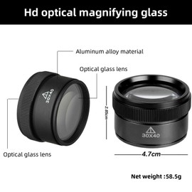 Jewellers Loupe, 30X Loupe Magnifier, Pocket Magnifying Glass, Jewellery Magnifier, Optics Lens Loupe for Jewelry, Coin, Stamp（47 * 30mm）