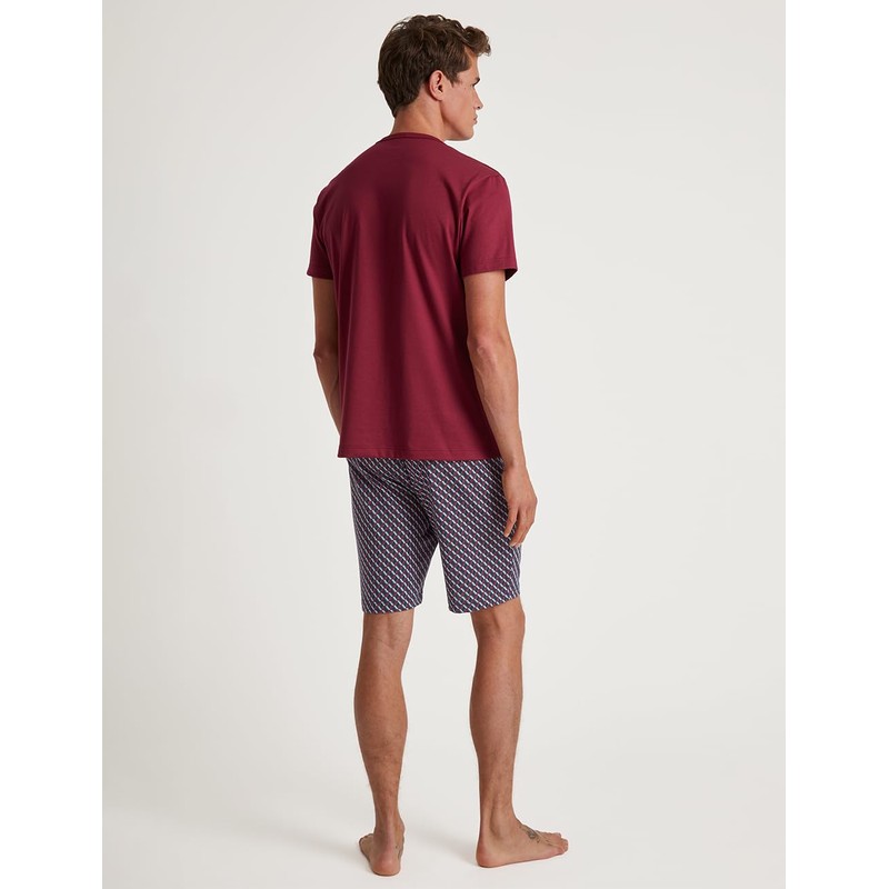 CALIDA Relax Imprint Men's Short Pyjamas 100% Cotton, Mars Red