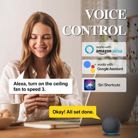 SMAAIR 48 Inch Smart Ceiling Fan with Dimmable Light Remote Control, Indoor Outdoor DC Ceiling Fan with 3 Blade for Bedroom, Living Room Works with Alexa/Google Assistant/Siri Shortcuts, Light Wooden