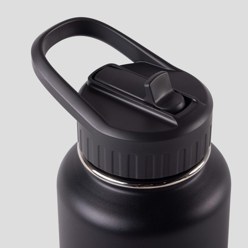 Kathmandu Straw Lid Insulated Bottle - 950 ml Black Stingray
