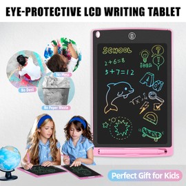 GUYUCOM LCD Kids Doodle Board, 8.5 Inch Electronic Writing Tablet with Lock Function, Erasable Doodle Drawing Pad for Kids Toys Birthday Gifts (Pink)