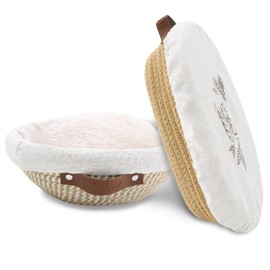 Nikkar Banneton Bread Proofing Basket Set of 2, 9 10 11 inches Round & Oval Cotton Rope Sourdough Bread Baking Supplies Proofing Bowls with Liners & Covers Gifts for Bakers Women Wife Mom
