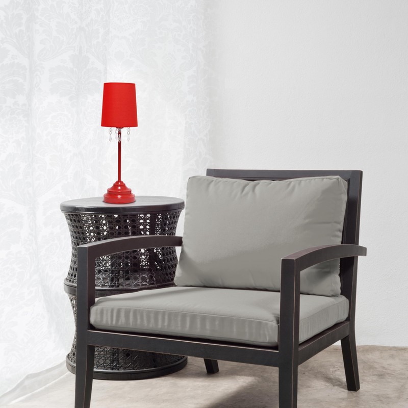Simple Designs LT3018-RED Table Lamp with Fabric Shade and Hanging