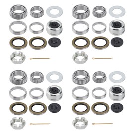 Racewill 4 Sets 25580 14125A Boat Trailer Axles Bearing Kits, Grease Seals,Spindle Nuts, 2.72" Dust Caps and Rubber Plugs, Cotter Pins, Washers for 5200-7000 lb.Tandem Axles #D42 Spindle