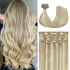 Honsoo Extensiones de cabello natural rubio decolorado mixto, 50,8 cm,
