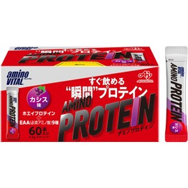 Ajinomoto Amino Vital Powder, Amino Protein, Cassis Flavor, Box of 60, Amino Acids, BCAA EAA, Whey Protein, No Shaker Needed, No Weighing Required, Portable