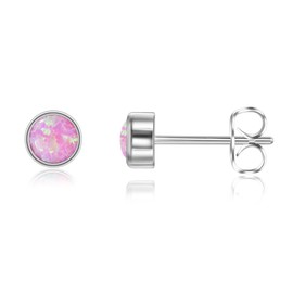 Titanium Earrings Hypoallergenic Women Men Girls G23 Titanium Stud Earrings Small Opal Stud Earrings 3/4/5 mm, Titanium, No Gemstone