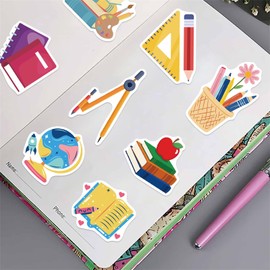 50 Pcs School Stickers Back to School Season Stickers Students Teacher Science Decorations for Scrapbook Laptop Water Bottles Waterproof Classroom DIY Craft Supplies (Back to School)