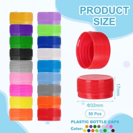 sourcing map 50pcs Plastic Bottle Caps, 30mm Bottle Screw Lid Top Water Bottles Top Cap for DIY Development Imagination Intelligence Craft Scrapbook Creative Gifts, Mixed Color