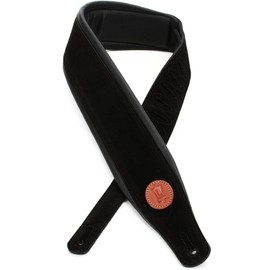 3" Signature Series Suede Leather Guitar Strap With Foam Padding And Garment Leather Backing. Adjustable From 37" To 51". Black Color