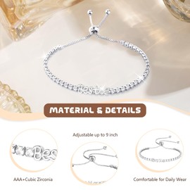 To Bestie Bracelet, Sparkling Cubic Zirconia Bracelet for Birthday Christmas Mothers Day，Bracelets Gifts for Bestie Friends Women Teenage Girls with Box/Card