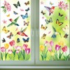 Konsait 9 Sheets Spring Flower Window Clings, Large Removable Butterfly