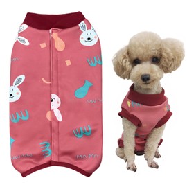 Dog Recovery Suit Post Surgery Shirt for Puppy,Winter Fleece Wound Protective Clothes for Little Animals Warm Dog Vest Windproof Dog Spay Recovery Suit(Red-XS)