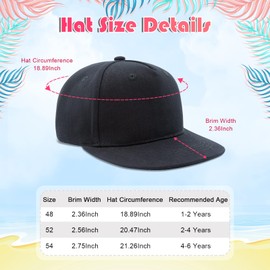 Kids Boy Girl Baseball Cap Baby Sun Hat Adjustable Toddler Trucker Hats with Flat Brim for Summer Outdoor (Z-Black, 2-4 Years)