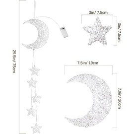 Hanging Light,Rattan Moon Star Fairy Lights Indoor Decorative Lights Window Light Easy Operated Star Lights for Children's Room Bedroom Party Ramadan Decoration with Timer Fuction,White - Color: Heart