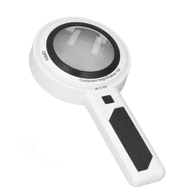Reading Magnifying Glass 15X Magnification 3 Colors Adjustable LED Illuminated