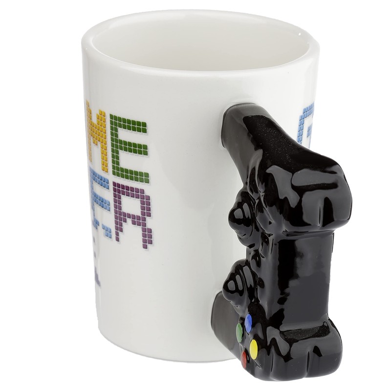 Puckator GAME OVER Gamecontroller geformter Henkel Tasse aus Dolomit-Keramik