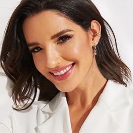 Kakonia 14 Pairs Helix Piercing for Women Stud Earrings Hoop Earrings Small Stainless Steel Earring Chain Gold Silver Stud Hoop Earrings Tiny Chain Dangle Cartilage Huggie Earrings Piercing Ear Set