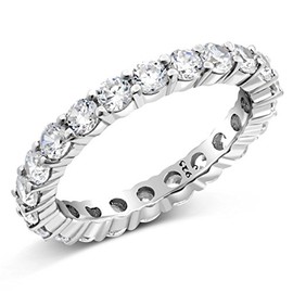 Metal Factory Sz (10) 3.50MM Sterling Silver 925 Cubic Zirconia CZ Eternity Engagement Wedding Band Ring