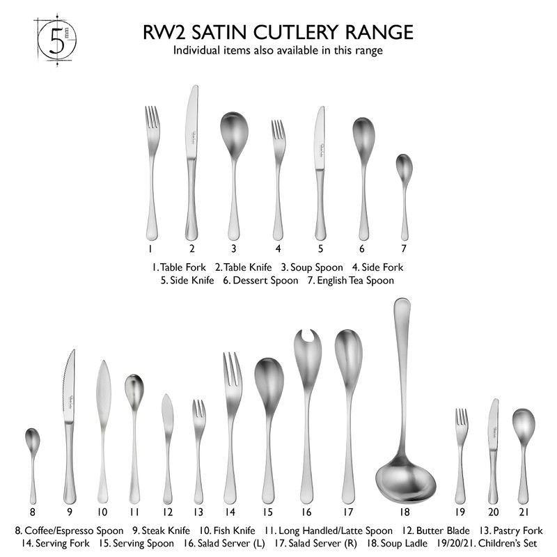Robert Welch RW2 Satin Cutlery Coffee/Espresso Spoon, Set of 8.