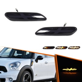 ADIIL For 11-16 Mini Cooper R60 R61 Union Jack Smoked Amber LED Front Side Marker Light