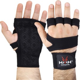 HMH Sports Gym Gloves Weight lifting Gloves for Men Women Wrist Support Padded Extra Grip Palm Protection Exercise Fitness Workout Gloves, Hanging, Pull ups, Breathable (Without Wrist Band, S)