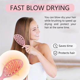 Daily Gard Detangling Brush, Dry and Wet Vented Detangler Hair Brush for Women and Men, Paddle Quick Drying Hairbrush for Wet/Dry/Curly/Thick/Long/Wavy/Damaged Hair, Pink