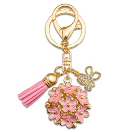 Pink Christmas Gifts Christmas Stocking Stuffers For Women Cute Stocking Stuffers For Daughter 2024 Stocking Suffer Advent Gifts Cherry Blossom Keychain Purse Charms For Handbags Flower Keychain Ball Pink Stuff For Women